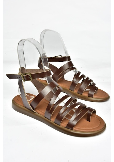 Fox Shoes S291016103 Kahverengi Hakiki Deri Kadın Sandalet Kahverengi