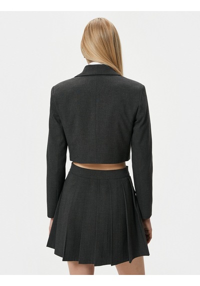 Koton Crop Blazer Ceket Kruvaze Düğmeli Antrasit Melange 4sak50031uw 4SAK50031UWAN9 Antrasit Koton Crop Blazer Ceket Kruvaze Düğmeli Antrasit Melange 4sak50031uw 4SAK50031UWAN9 Antrasit