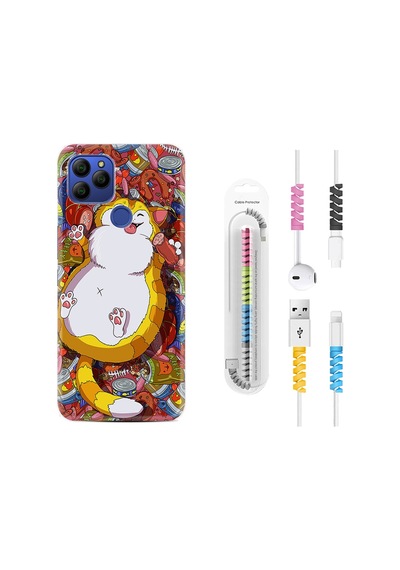 General Mobile Gm21 Kılıf Kablo Koruyuculu Tombul Kedi 1739