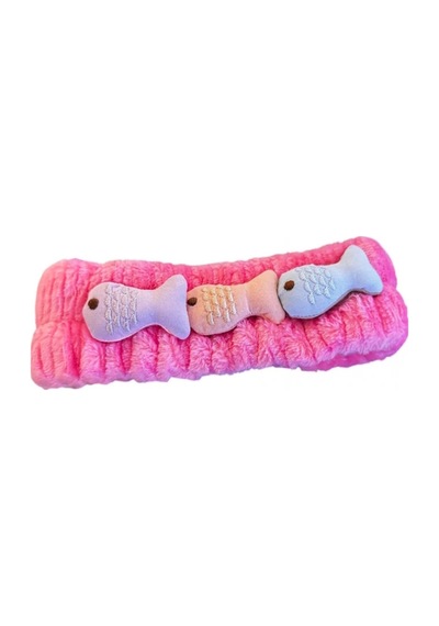 Caş Dekorasyon Fuşya Renk Balık Figür Peluş Saç Bandı Pembe