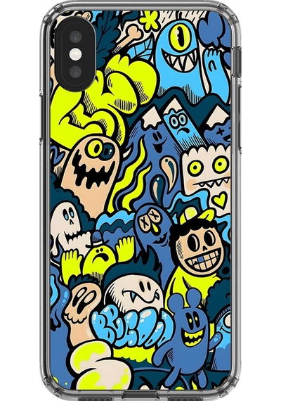 Apple Uyumlu iPhone Xs Şeffaf Kılıf Graffiti 11 Tasarımlı