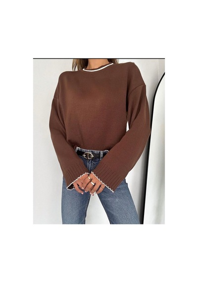 Nimas Kadın Geniş Kalıp Yumuşak Dokulu Basic Kazak Kahverengi - 578086858 Kahverengi