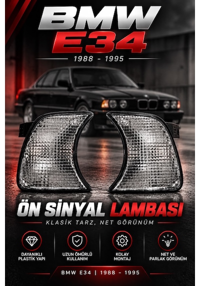 Bmw E34 Ön Sinyal Takımı Beyaz Sağ+sol