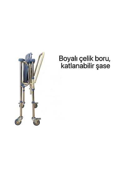 Katlanabilir Hasta Yaşlı Tuvalet Sandalyesi Klozetli Tekerlekli Frenli Ve Boy Ayarı Yapılabilir Diğer
