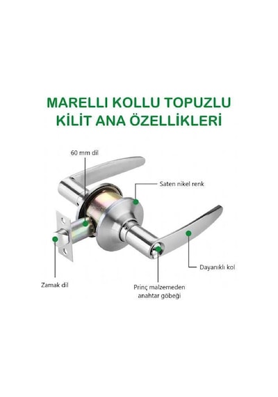 Marelli Kollu Tip Saten Topuzlu Amerikan Tipi, Otel Tipi Kilit Anahtarlı
