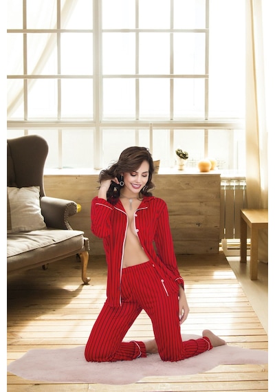 Bebekokusu Rahat Ve Şık Kadın Pijama - Kırmızı Kırmızı