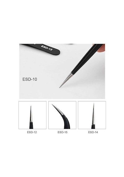 Esd Hassas Elektronik Cımbız Seti Antistatik Çelik Tweezer Set - 6 Çeşit