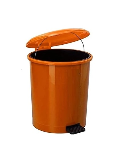Pedallı Çift Kovalı Çöp Kovası 40 Litre - Isıya Dayanıklı - Turuncu