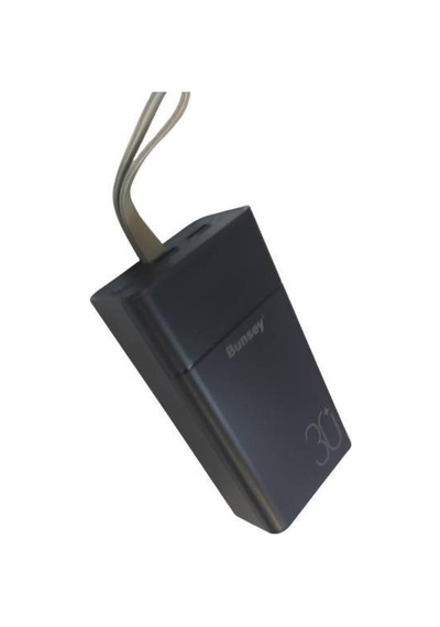 30000 Mah Powerbank Ios Android Uyum Led Işıklı Type C Mikro Usb Çıkışlı Siyah