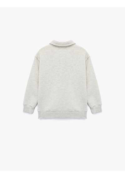 Koton Uzun Kollu Düğmeli Polo Yaka Sweatshirt Gri 6wkg10260ak Gri
