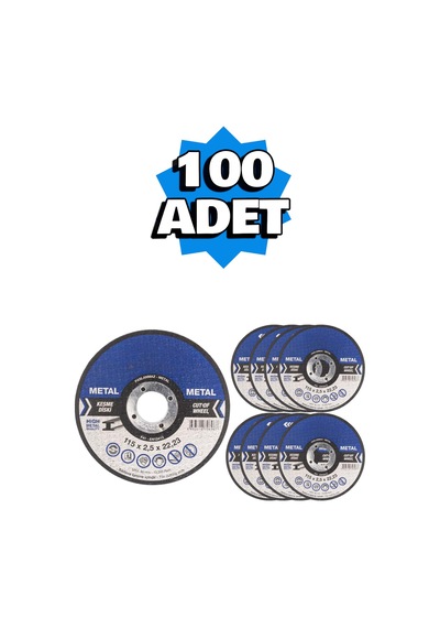 115x2,5 Metal Kesme Taşı 100 Adet Spiral Taşlama Demir Kesme İnox Kesici Kesme Diski 115x2,5x22,23