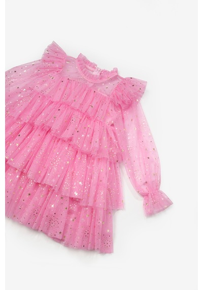 Le Mabelle Pembe Varak Yıldız Baskılı Katlı Kız Çocuk Elbise Pembe Le Mabelle Pembe Varak Yıldız Baskılı Katlı Kız Çocuk Elbise Pembe