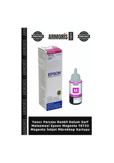 Yazıcı Parçası Renkli Dolum Sarf Malzemesi Epson Magenta T6733 Magenta İnkjet Mürekkep Kartuşu