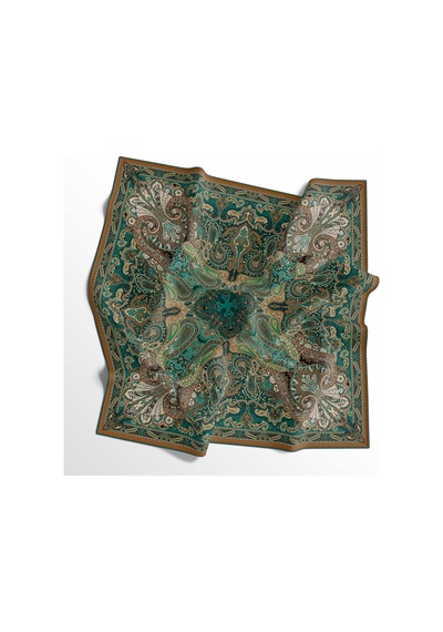 İpekal Soft Pamuk Eşarp - 05407 - 90 X 90 / Yeşil-kiremit - 24 Yeşil-kiremit - 24