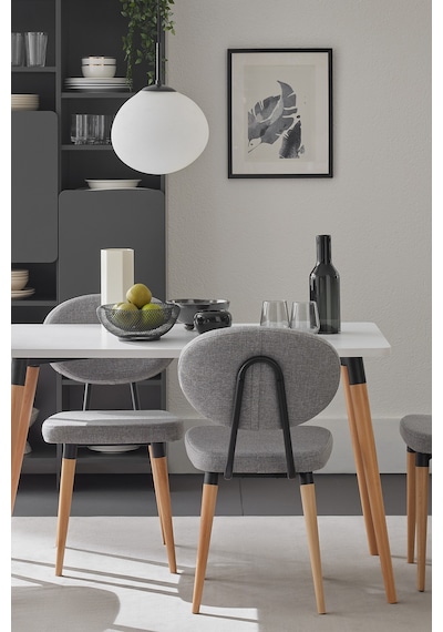 Enza Home Palladio Mutfak Masası, Naturel Ahşap Ayaklı - Beyaz