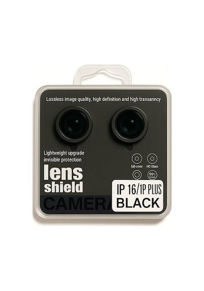 Apple Uyumlu iPhone 16/16 Plus Kamera Lens Koruyucu Black/silver Yüksek Çözünürlüklü-parlak-güçlü Siyah