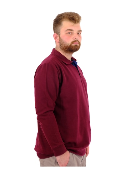 Mode Xl Büyük Beden Erkek Sweat Polo Yaka Selanik Nakışlı 20440 Mürdüm Mürdüm