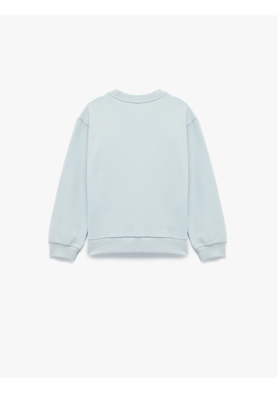Koton Uzun Kollu Bisiklet Yaka Anime Baskılı Sweatshirt Mavi 7wkg10035ak