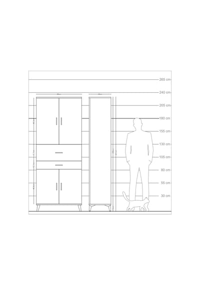 Arges Dolap 4 Raflı 2 Çekmeceli 4 Kapaklı 88x30x221 Çam-çam Çam