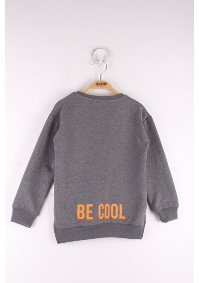 Toontoy Kız Çocuk Relax Fit Bisiklet Yaka Baskılı Sweatshirt - 2 İplik Antrasit