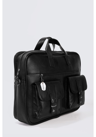 Westbag Unisex Hakiki Deri Laptop & Evrak Çantası Uzun Omuz Askılı 15-16 İnç Siyah