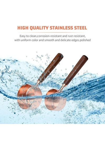 4 Lü Ahşap Saplı Ölçü Kaşığı Seti 250/125/80/60 Ml Paslanmaz Metal Standart