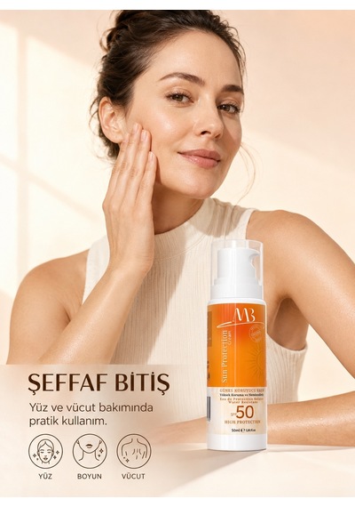 Minia Bahçe Şeffaf Görünüm Yüz ve Vücut İçin Koruyucu Güneş Kremi SPF50 50 ML