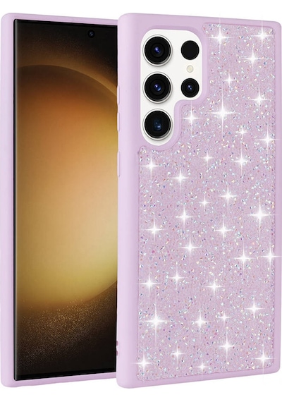 Galaxy S23 Ultra Kılıf Parlak Taşlı Tasarım Zore Pırlanta Kapak Pembe