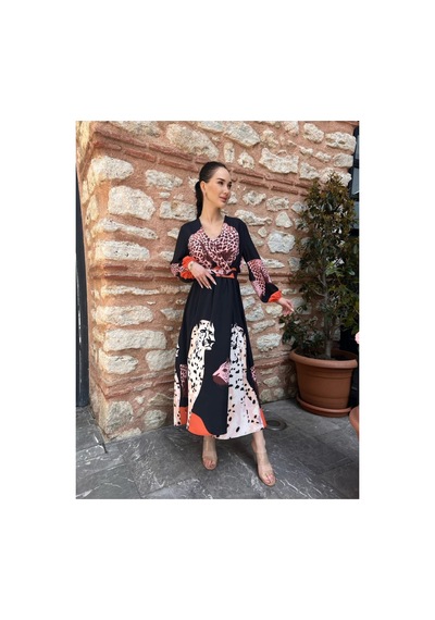 Wellway İthal Jessica Kumaş Elbise Kuşak Dahildir - Pembe-22245 Pembe