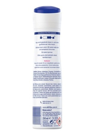 150ml 72 Saat Koruma Sunan Kadın Sprey Deodorant, Siyah&beyaz