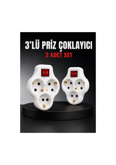 3 Lü Priz Çoklayıcı 2 Adet Set Anahtarlı Kablosuz Duvar Tipi Priz Çoğaltıcı Renkli 1 - 10 M