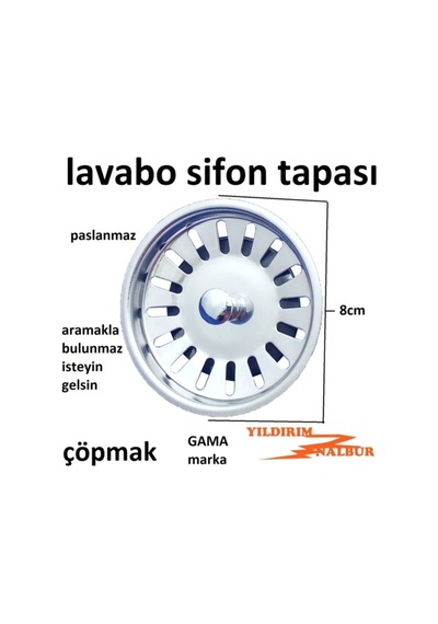 Çöpmak Büyük Kafa Izgara Tapası Lavabo Sifonu Pislik Tutucu Çöpmak Lavabo Gider Izgarası Contalı Diğer