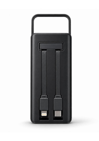 20.000mah Taşınabilir Şarj Cihazı Powerbank Fenerli E Modlu Dijital Göstergeli Micro Usb Type-c Şarj Kablolu Taşıma Kollu Kısa Devre Korumalı siyah
