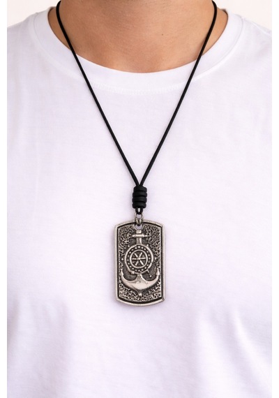 Kore İp Askılı Ve Krom Çelik Kaplamalı Unisex Tribal Kolye Kkrm-02 Gümüş4