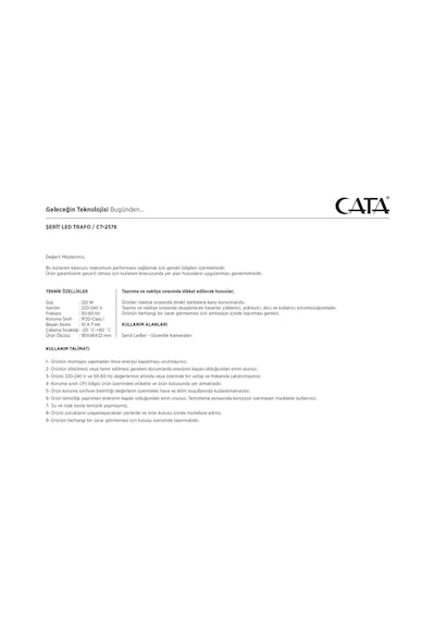 Cata Ct-2576 120 W 10 A Slim Led Trafosu