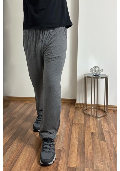 Erkek Pamuklu Cepli İpli Lastikli Bel Pijama Altı Eşofman Antrasit