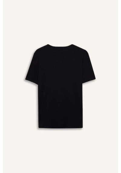 Defacto Slim Fit Dar Kesim Bisiklet Yaka Ribana Kısa Kollu Tişört F9535ax25hsbk81 SIYAH