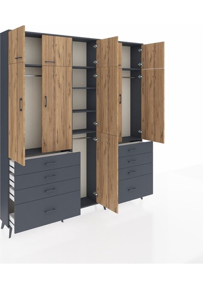 Arges Dolap 8 Raflı 8 Çekmeceli 3 Askılı 220x30x243 Antrasit-çam/antrasit Atlas Çam/antrasıt Arges Dolap 8 Raflı 8 Çekmeceli 3 Askılı 220x30x243 Antrasit-çam/antrasit Atlas Çam/antrasıt