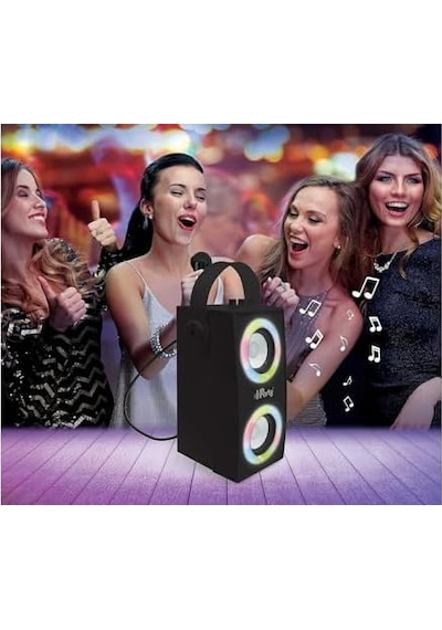 Lexibook İpparty Hoparlör - Taşınabilir Bluetooth Mikrofon Hoparlörü, Karaoke, Işık Efektleri, Kablosuz, Usb, Sd Kart, Şarj Edilebilir Pil, Siyah, Btp180bkz, Tek Boyut
