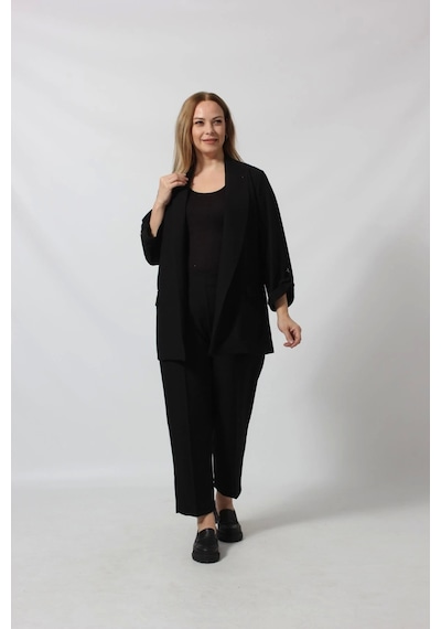 Moda Berray Şık Blazer Ceket Ve Pantolon Takım Siyah