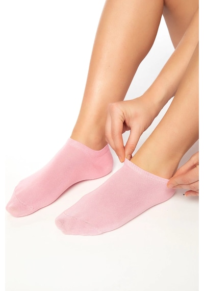 Saysez Bambu Kadın Sneaker Pembe Çorap Dikişsiz Görünmez Bilekte Spor Çorap Premium 4'lü Paket Renkli