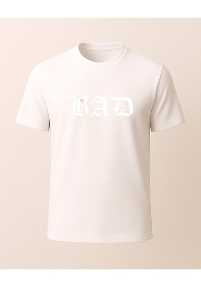 Bad Bunny Bad Baskılı Bad Bunny T-shirtü Beyaz