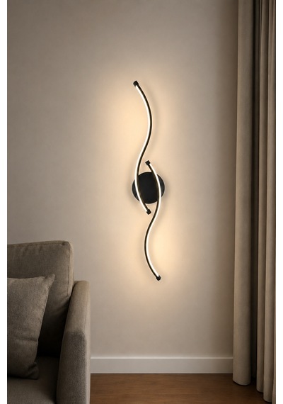 Pera Modern Led Duvar Apliği Günışığı Siyah