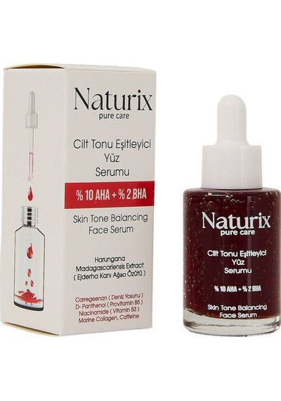 Cilt Tonu Eşitleyici Serum %10 Aha + %2 Bha Kırmızı Peeling Etkisi 30 Ml