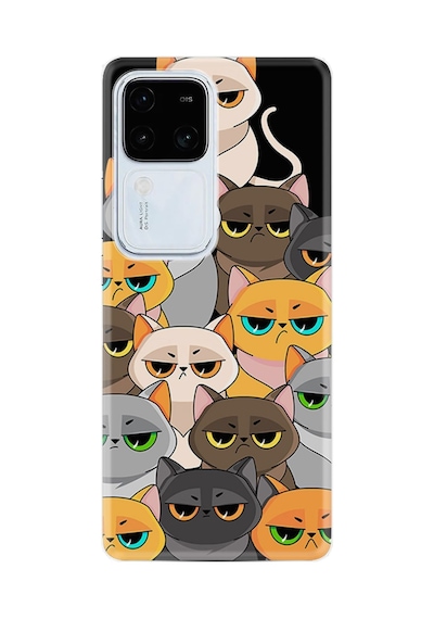 Vivo V30 Kılıf Desenli Silikon Platinium Series Kediler 1885