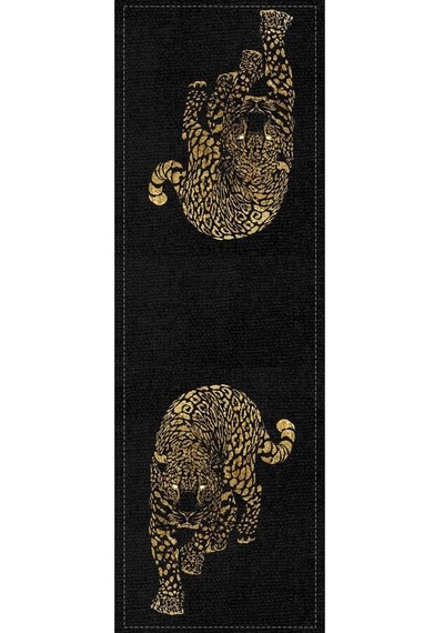 Siyah Leopar Desenli Premium Masa Örtüsü Runner Rnr355n11