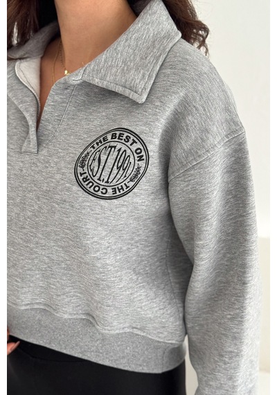 Noa & Noa Kadın Baskılı Oversize Sweatshirt Sporty Season 1992 Gri