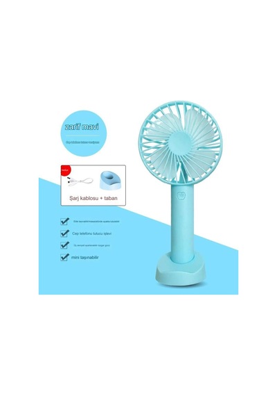 3 Kademeli Cep Boyu Sessiz Taşınabilir Mini Fan Usb Şarjlı Pervaneli Soğutucu Küçük El Vantilatörü Mavi - 703264565