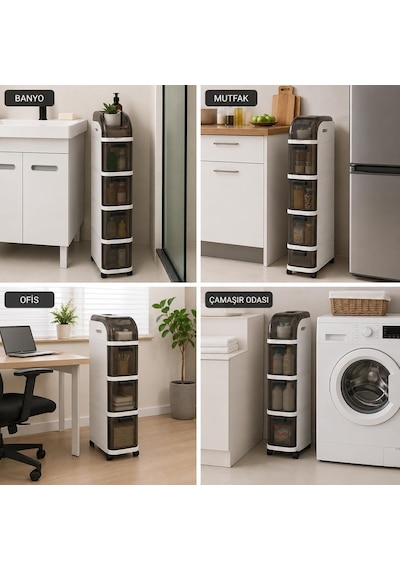 Pro Slim Tekerlekli Organizer Dolap, 4 Çekmeceli Dar Alan Depolama Ünitesi, Banyo, Mutfak Ve Çamaşır Odası İçin Çok Renkli Pro Slim Tekerlekli Organizer Dolap, 4 Çekmeceli Dar Alan Depolama Ünitesi, Banyo, Mutfak Ve Çamaşır Odası İçin Çok Renkli