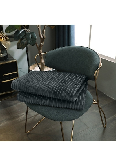 Mulberry Tek Kişilik Fitilli Yumuşak Dokulu Tv Battaniye 120 x 170 Antrasit